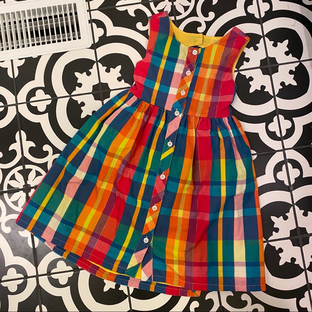 Penelope Mack Bright Plaid Keyhole Dress